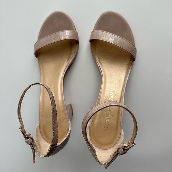 ✨STUART WEITZMAN NearlyNude Strappy Patent Leather Sandals Hush Aniline 6.5M - Picture 8 of 15